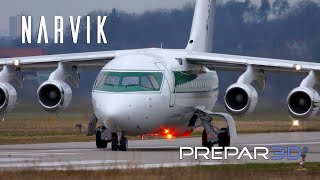 Prepar3D  Quality Wings Avro RJ70  Landing at Narvik  TrackIR [upl. by Ammamaria595]