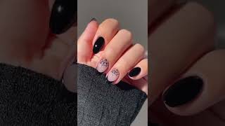 Spider Web Nails  Short black Frenchtip Nail [upl. by Anawahs64]