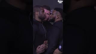 Jarrell Miller and Daniel Dubois involved in INTENSE faceoff ahead of Saudi bout [upl. by Remliw]