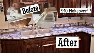 DIY MARBLE COUNTERTOPS  BUDGET FRIENDLY MARBLE COUNTERS  RENTER FRIENDLY [upl. by Arytal]