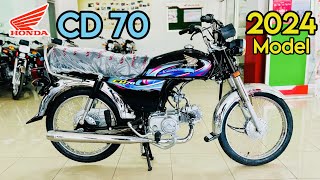 New Honda CD 70 2024 Model  Black Colour  Complete Review  Latest Price Specs amp Features [upl. by Delwin]