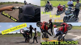 Funny crash🤣  wheelie training 😍 StuntRiding on Yamaha r15 stunt bike  vlog ajazerz [upl. by Kwarteng461]