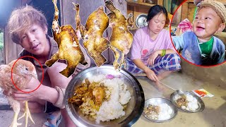 surya laxmis chicken curry recipe and rice in the village  local chicken curry in the village [upl. by Atekal681]