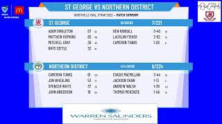 NSW Premier Cricket  Second Grade Albert Cup  Rnd15  St George v Northern District [upl. by Yrnehnhoj]