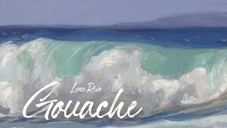 Ocean wave  Gouache painting demo by Lena Rivo [upl. by Annot]