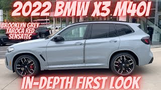 InDepth First Look at the 2022 BMW LCI X3 M40i  Brooklyn Grey Metallic with Tacora Red Sensatec [upl. by Louanna]