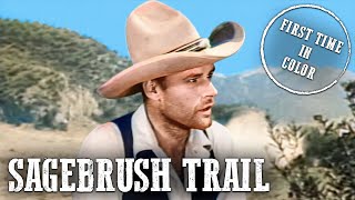 Sagebrush Trail  JOHN WAYNE  COLORIZED  Free Cowboy Film [upl. by Odnamla]