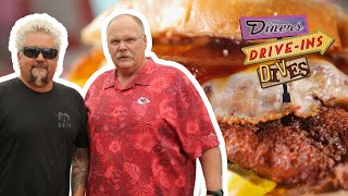 Guy Eats at Pigwich in KC with Chiefs Coach Andy Reid  Diners DriveIns and Dives  Food Network [upl. by Susanetta635]