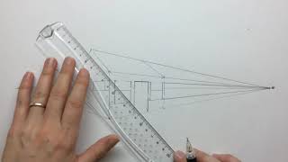 Perspektivtegning  hus i topunktsperspektiv [upl. by Ronoh]