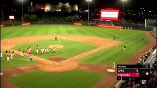 Jalen Worthley pitch Garrett Anglim catch Nebraska Husker Baseball vs Iowa 42624 [upl. by Ellynn]