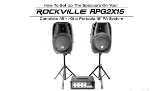 How To Set Up The Speakers In Rockville RPG2X15 Package PA System MixerAmp15quot SpeakersStandsMics [upl. by Aikcin]