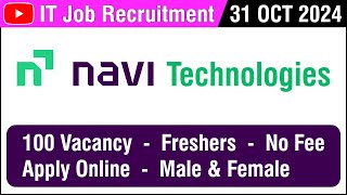 IT Job  Navi Technologies Limited  Recruitment 31 OCT 2024  Bangalore  Freshers  in Tamil [upl. by Pik]