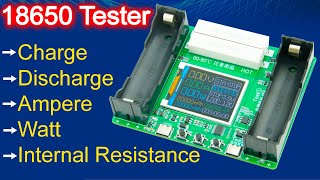 18650 Lithium Battery Capacity Internal Resistance Tester Module 177inch Display Discharge Meter [upl. by Ihculo921]