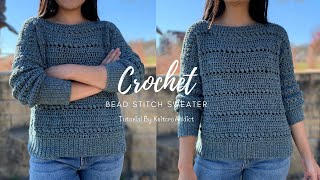 Crochet Bead Stitch Sweater Pattern Learn to Crochet a Simple Sweater [upl. by Norven]