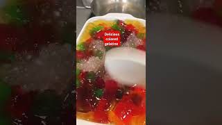 Shiny colored gelatine food cooking recipe yutubeshorts shorts gelatine mixing [upl. by Ettennig]