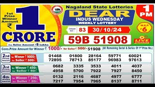 NAGALAND Lottery SAMBAD DEAR EVENING 1PM RESULT TODAY 30102024 STATE DEAR LOTTER [upl. by Nymzaj]