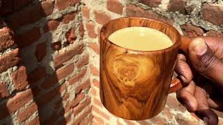 Wood turningNatural wooden coffee cup [upl. by Enilrae]