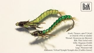 Tying quotKaspar Green Caddis Larvaquot  Rhyacophila Nymphs by BK [upl. by Elac428]