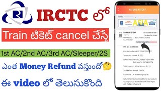 Train Ticket Cancellation Charges IRCTC telugu 2023Waiting and confirm Refund Rules [upl. by Araj]