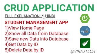 Part1 Student Management System Project using spring boot MySQL thymeleaf in Hindi in STS with code [upl. by Nitsug339]