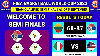 🔴1 Team Qualified Semi finals All Results Fiba world cup 2023 Today  As Of 5 September 2023 [upl. by Irol]