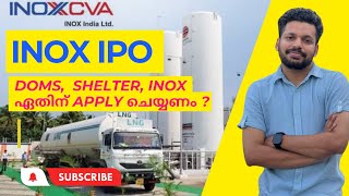 Inox india IPO date allotment listing gain details  Doms or shelter india or Inox [upl. by Azzil249]