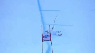 FIS World Cup 2010 David Poisson FRA  Spectacular fall in Val Gardena [upl. by Crysta]