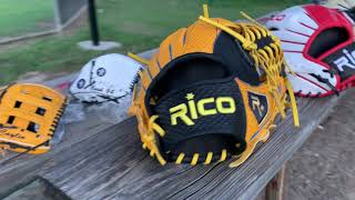 Rico Gloves review of completed custom baseball and softball gloves [upl. by Allekram]