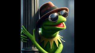 Kermit the Frog striking a playful pose with a funky hat and sunglasses leaning against a lamppost [upl. by Retrop]