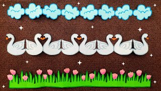 🦢 3 Easy Decorative paper Chain Ideas  Bulletin Board Border Design  Notice Board Decoration [upl. by Ikkela736]