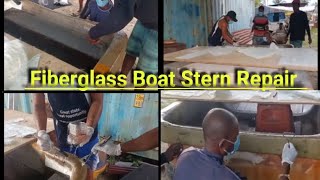 Fiberglass Boat Repair Stern Reinforcement boatrestoration [upl. by Brandea]