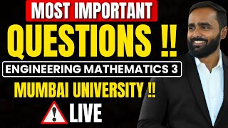 🔴LIVE MOST IMPORTANT QUESTIONS ENGINEERING MATHEMATICS 3MUMBAI UNIVERSITYPRADEEP GIRI SIR [upl. by Annaehr502]