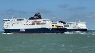 MV Côte des Flandres Meets MV Côte des Dunes off Calais 4724 [upl. by Iv179]