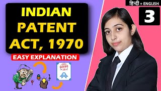 Patent Law  Indian Patent Act 1970  Intellectual Property Rights IPR in Hindi  English EASY [upl. by Gipsy]