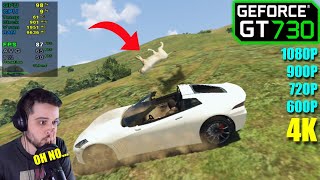 GT 730  GTA 5  4K 1080p 900p 720p and 800x600 [upl. by Lekcim]