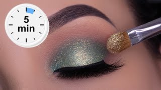 5 MINUTE Easy Soft Sparkly Green Eye Look for Everyday Wear [upl. by Casady166]