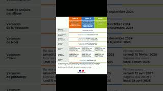 Calendrier des vacances scolaires 2024 2025 en France [upl. by Goldfarb312]