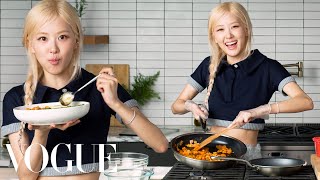 Rosé Cooks Kimchi Fried Rice Dinner  Now Serving  Vogue [upl. by Svensen422]