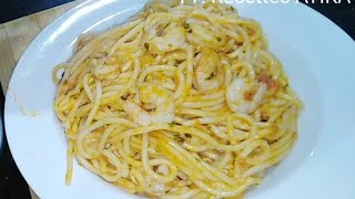 Recette de spaghetti aux crevettes en 10 minutes [upl. by Yonita]