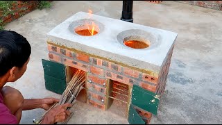 Building Simple Outdoor Smokeless Firewood Stove \ DIY traditional firewood stove [upl. by Eseuqram]