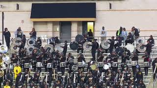 Alabama State University  Percussion Section TTB Drum Cadences High School Band Day 2024 [upl. by Atterehs]