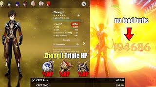 My Zhongli Triple HP Build  Genshin Impact [upl. by Holmann]