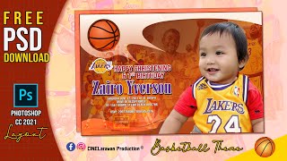 Basketball Theme Invitation Layout for Birthday amp Christening  FREE DOWNLOAD PSD FILE [upl. by Akenet]