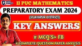 2nd PU MATHS PREPARATORY EXAM 2024 QUESTION PAPER KEY ANSWERS  VIJAYAPUR DISTRICT [upl. by Collen]