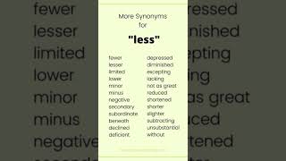 Synonyms for less [upl. by Lebbie]