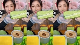 ASMR Dessert Mukbang Eating Matcha Cake  Mukbang Eating Show💗🍰🧁 [upl. by Weinert]