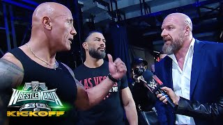 The Rock curses out Triple H following Cody Rhodes altercation WrestleMania XL Kickoff [upl. by Bowers362]