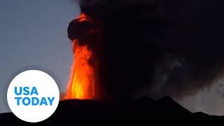 Watch Mount Etna erupt in Sicily  USA TODAY [upl. by Yerxa800]