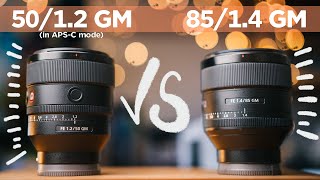 Sony 50mm f12 GM in APSC mode vs 85mm f14 GM on Sony A7IV [upl. by Hsirrehc]