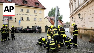 Prague prepares for potential flooding as heavy rains forecast [upl. by Meirrak995]